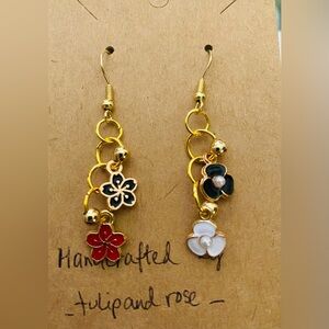 Handmade Mix Match Flower Dangle Earrings  
Approximately .1” long